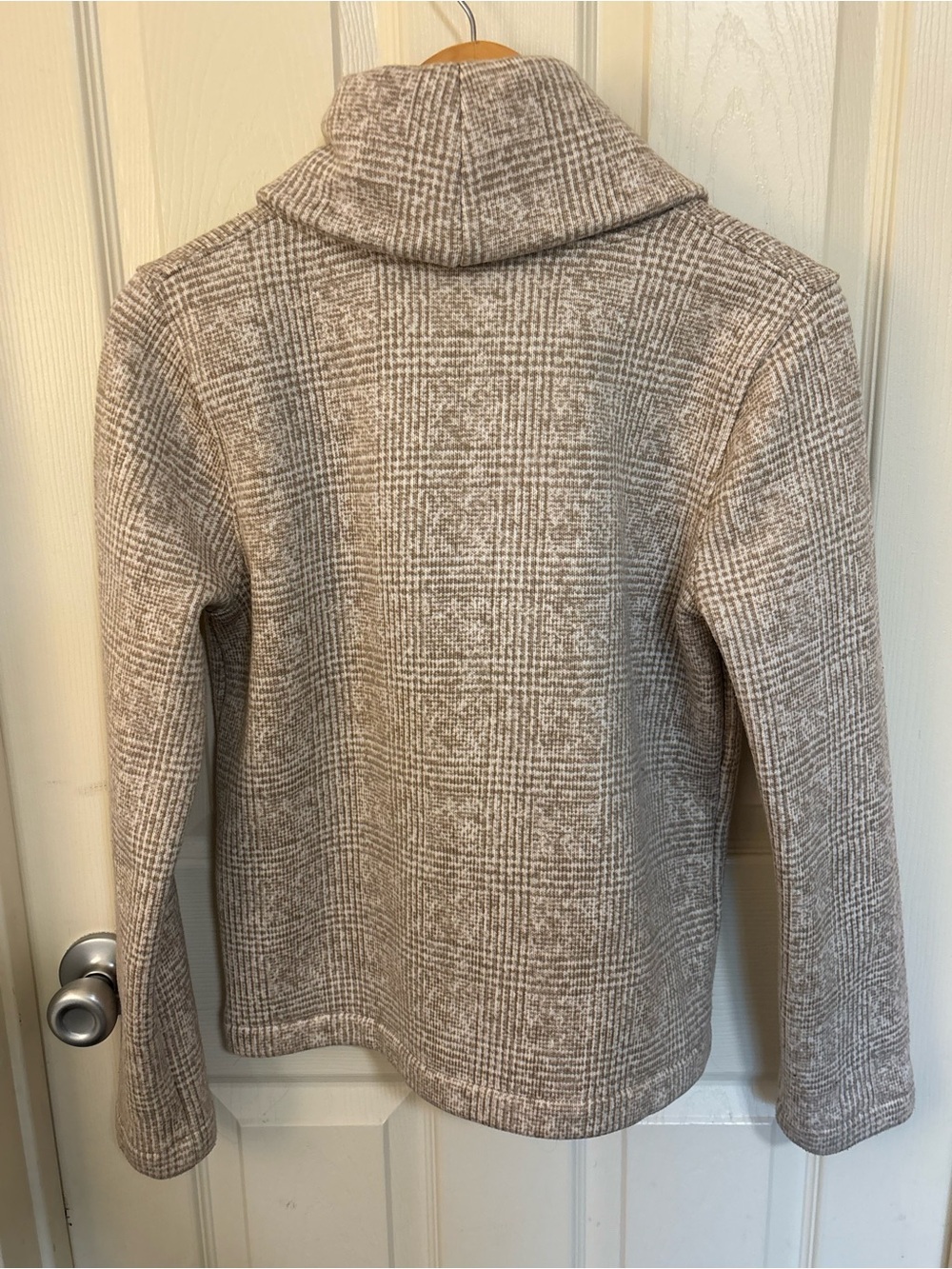 J.Crew Plaid Turtleneck Sweater S — Cozy Neutral Check Knit Fall Essential - Picture 3 of 7